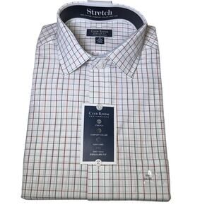 Club Room Men's Window Plaid Dress Shirt, White/red/green 16 34/35 $60